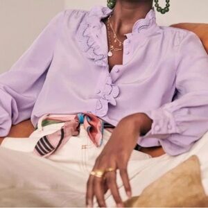 Sezane Lilac Chlo Silk Blouse